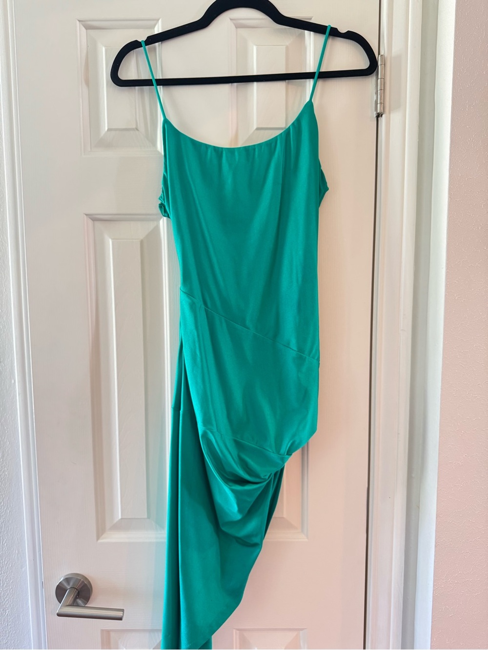 superdown Teal Asymmetrical Drape Slip Dress Small
